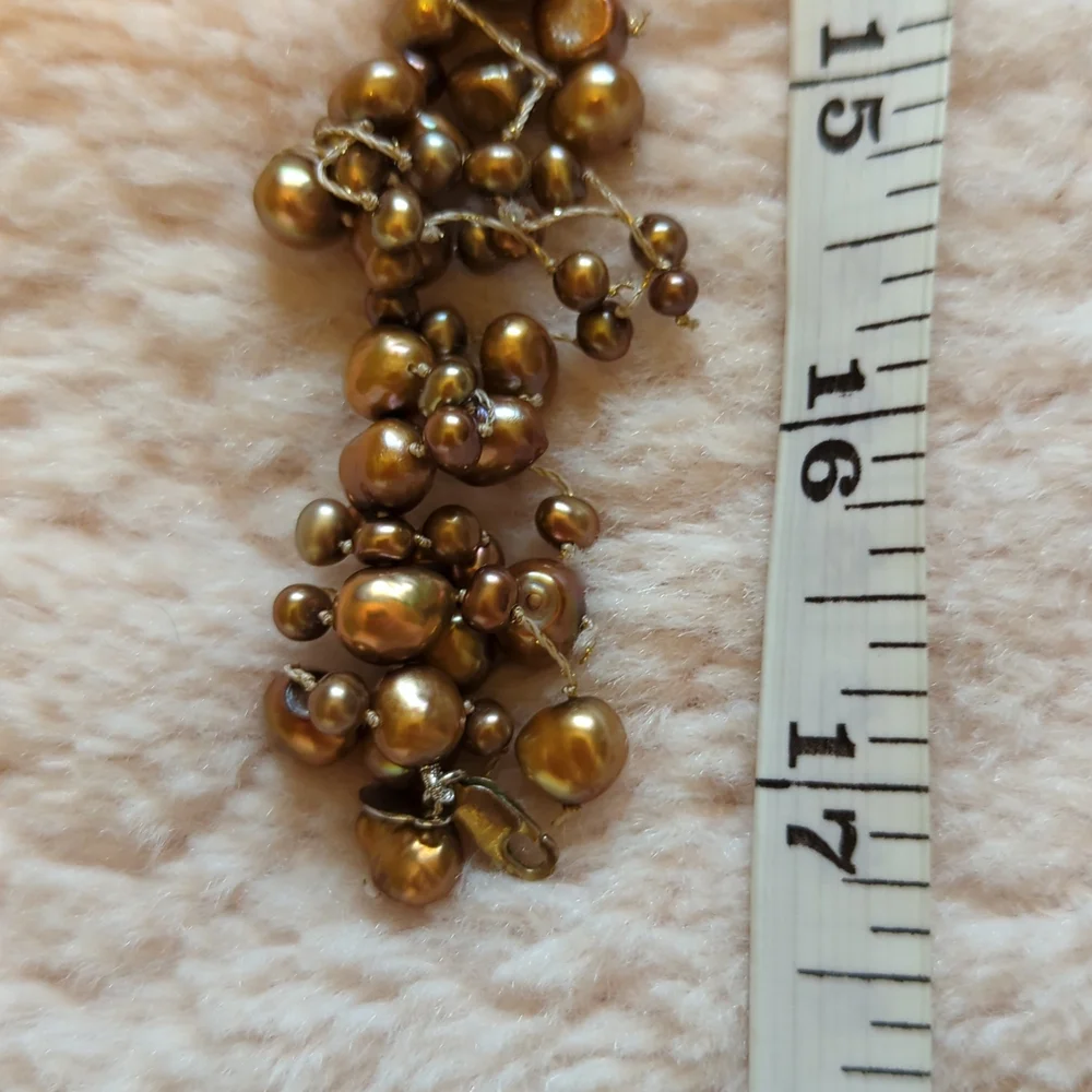 Stunning Chocolate Pearl Necklace 17in. - Picture 6 of 8